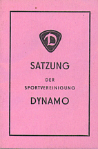 Satzung der Sportvereinigung DYNAMO, Titelseite, etwa 5 * 7 cm