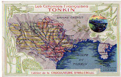 Postkarte mit Landkarte des Golfs von Tonkin
